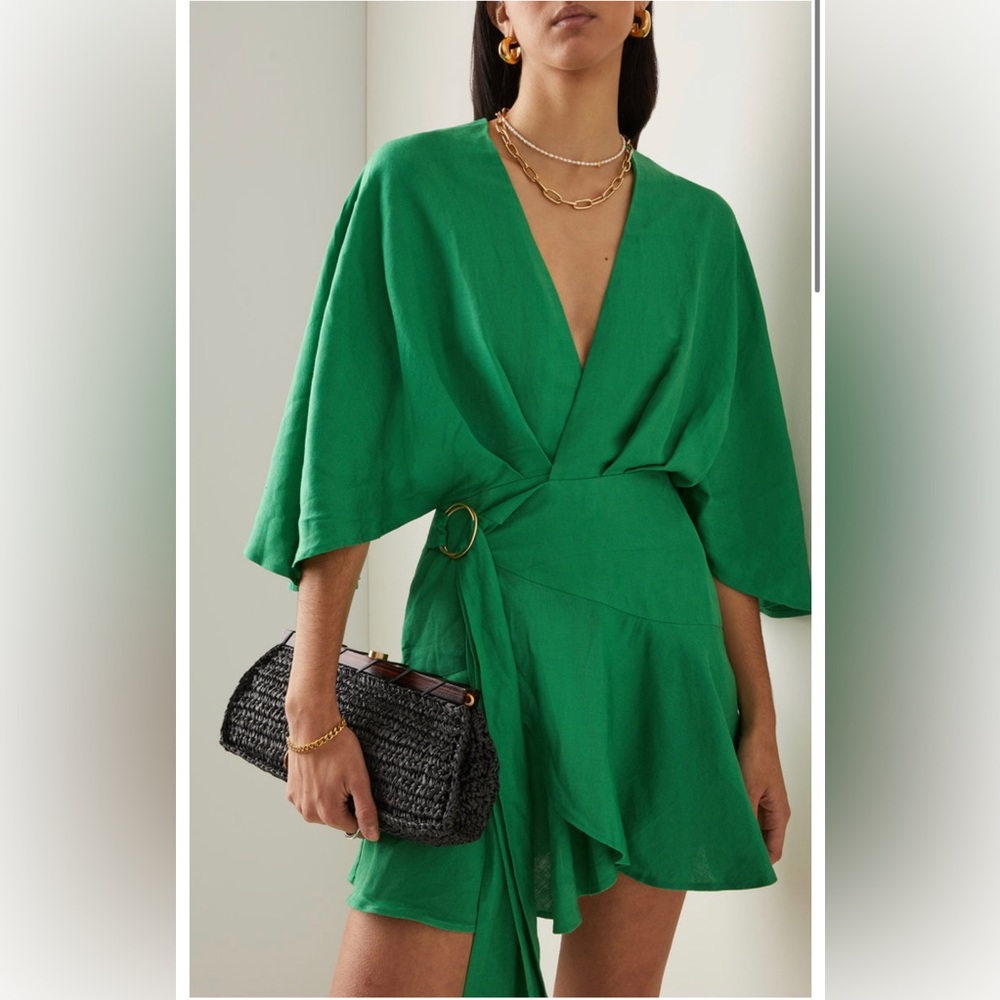 Significant Other Olivia linen blend mini wrap dress